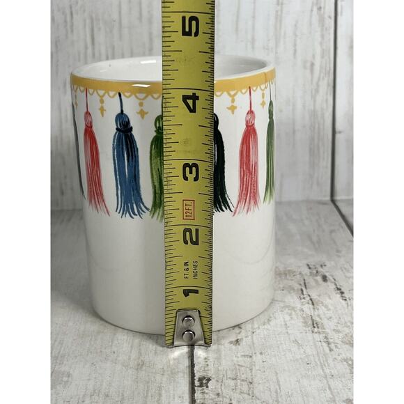 Pencil Holder Vanity Organizer Stuff Floral Tassels Cup Magenta Angela Staehling - Picture 2 of 4